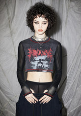 Reverb Mesh Sleeve Graphic Crop Tee