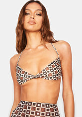 90's Geo Brown Laufey Bikini Top