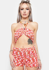 Working On My Tan Crochet Shorts Set