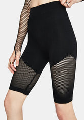 Noir 10% Luck Mesh Panelled Biker Shorts