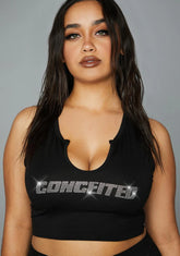 Plus Big Ego Rhinestone Tank Top