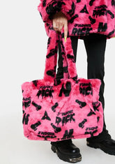 J'adore Dick Monogram Faux Fur Shopper Bag