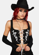 Lace-Up Tattoo Corset Top