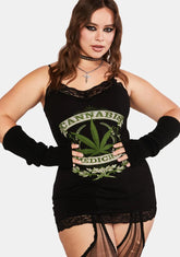 Plus Black Cannabis Cami Mini Dress