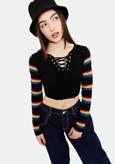 Deck The Halls Lace Up Crop Top