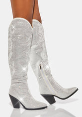 White Where I Want To Be Knee High Boots