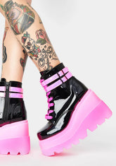 Pink UV Patent Technopagan Boots