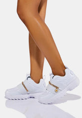 White Disruptor II Metal Chain Sneakers