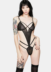 Mine All Mine Sheer Rhinestone Teddy