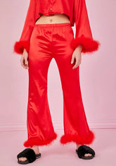 Crimson Lover's Quarrel Satin Pajama Bottoms