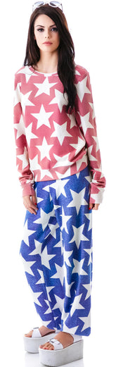 Denim Stars Baggy Beach Jumper - Light Blue