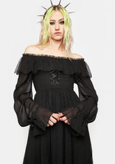 Warning Series Texture Chiffon Midi Dress