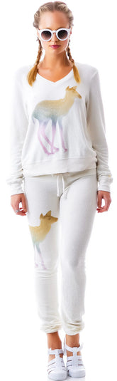 Rainbow Fawn Vintage Varsity Baggy Beach V Neck