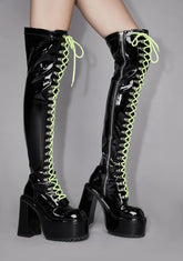 Electric Veins Thigh High Boots