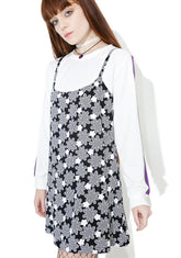 Vintage 90s Black And White Checkered Floral Dress