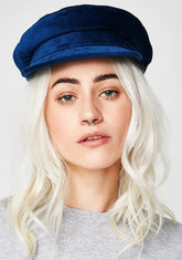 Indigo Lone Wolf Velvet Biker Hat