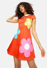 Diggin' Ur Stems Flower Applique Mini Dress