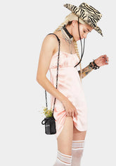 Satin Peach Dahlia Mini Dress