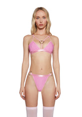 Love Bite Vinyl Bra - Pink
