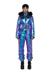Aurora Beam Holographic Snowsuit - Blue