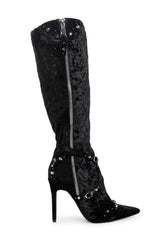 Worthy Knee High Boots - Black Velvet