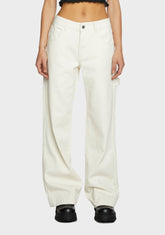 So Misunderstood Twill Carpenter Pants - Off White