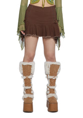 Can't Knock Me Down Lace-Up Skirt - Brown