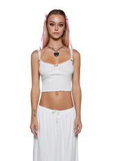 Spring Chicky Pointelle Cami Tank - White