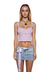 Spring Chicky Pointelle Cami Tank - Purple