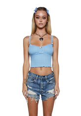 Spring Chicky Pointelle Cami Tank - Blue