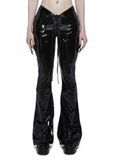 Ominous Whispers V-Cut Flared Pants - Vinyl