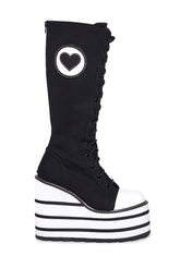 Detention Bondage Platform Boots - Black/White