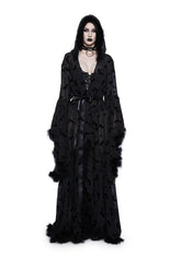 Witch You Were Here Marabou Robe - Black