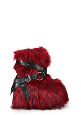 Low Wild Instincts Faux Fur Combat Boots - Red