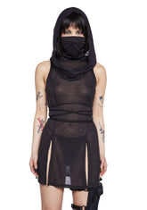 Echo Sheer Hooded Mini Dress