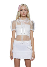Delicate Interlude Sheer Blouse - White