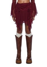 Wild Attraction Mesh Mini Skirt- Red