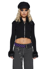Imaginary Joy Cropped Cardigan - Black
