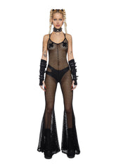Wired Seduction Fishnet Jumpsuit - Black
