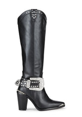Sharp Sheriff Shine Knee High Boots - Black