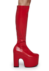 Awkward Knee High Boots - Red