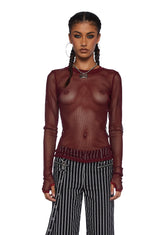 See Thru Me Fishnet Top - Burgundy