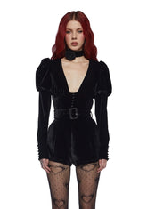 Chic Manners Velvet Romper - Black