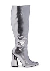Work It Knee High Boots - Silver
