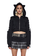 Kitty Karma Lace Up Hoodie