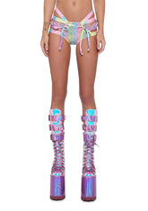 Rude Awakening Lace Up Shorts - Fairy