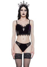 Morphine Eyes Velvet Bra - Purple