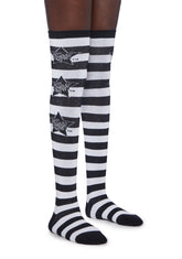 Trapped In Glitz Thigh High Socks