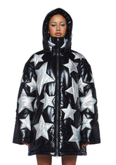 Beyond The Stars Puffer Jacket- Black