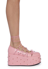 Zorina Lace-Up Platform Ballet Shoes - Pink